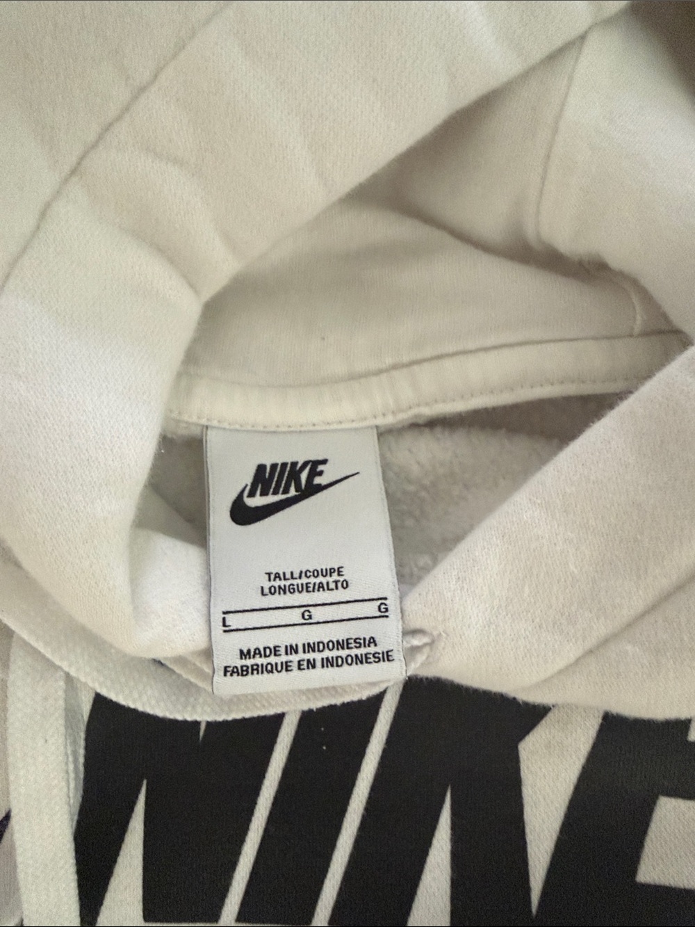Nike White Hoodie with Black Swoosh Logo - Picture 2 of 3